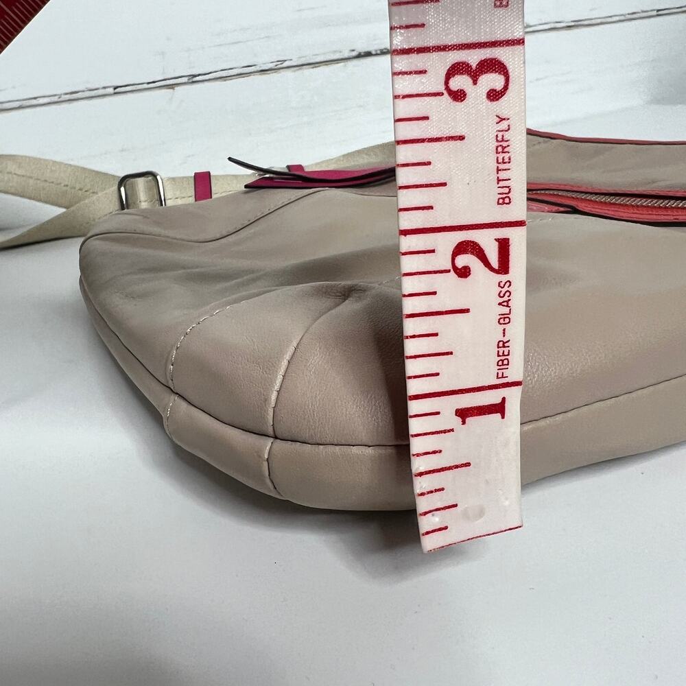 Coach Tan Pink Orange Leather Crossbody Messenger Bag Purse - Picture 7 of 12